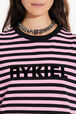 Striped short-sleeved crew-neck dress Pink/black details view 1