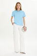T-shirt col rond manches courtes Bleu vue portée de face