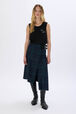 Asymmetrical tartan check kilt skirt Check navy green front worn view