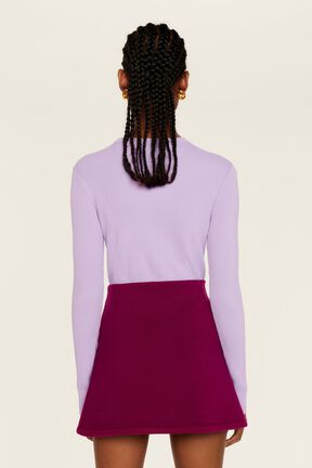 Mini jupe maille milano femme Fuchsia vue portée de dos