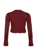 Knit Bell Sleeve Crew-Neck Top Claret back view