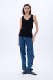Ribbed tank top Black front worn view