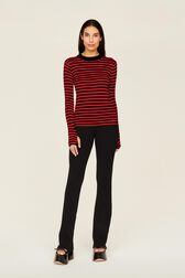 Pull chaussette rayé femme Raye noir/rouge vue portée de face