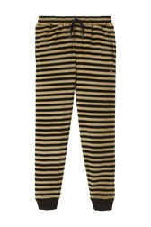 Women Velvet Jogging Pants Striped black/khaki front view