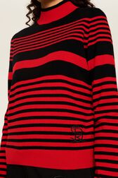 Pull col montant rayé femme Raye noir/rouge vue de détail 1