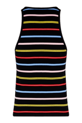 Women Picot Multicolor Striped Tank Top Multico black striped back view