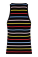 Women Picot Multicolor Striped Tank Top Multico black striped back view