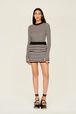 Women Big Poor Boy Striped A-line Skirt Black/white front worn view