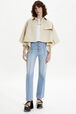 Women Gabardine Cropped Cape Beige front worn view