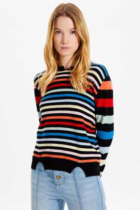 Women Multicolor Striped Sweater Multico striped details view 1