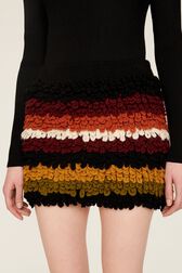 Women Bouclette Wool Short Skirt Multico crea striped details view 7
