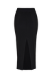 Wool Knit High-Waisted Midi Skirt Black back view