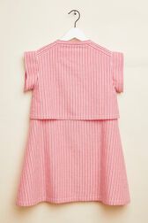 Striped Girl Short Dress Red/white back view