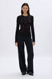 Long-sleeved jersey top Black front worn view