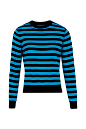 Women Brushed Poor Boy Striped Sweater Striped black/pruss.blue front view