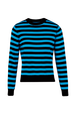 Women Brushed Poor Boy Striped Sweater Striped black/pruss.blue front view