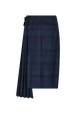 Asymmetrical tartan check kilt skirt Check navy green back view
