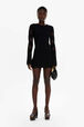 Robe courte fleur ajourée maille femme Noir vue portée de face