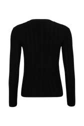 Long-Sleeved V-Neck Cardigan Black back view