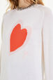 Heart charm crew-neck sweater Ecru details view 1