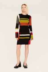 Women Multicolor Alpaca Short Dress Multico crea front worn view