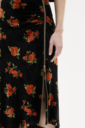 Asymmetric Velvet Jacquard Midi Skirt Orange details view 3
