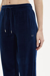 Pantalon de jogging en velours Bleu canard vue de détail 2