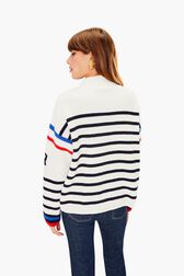 Pull SR marinière tricolore Blanc vue portée de dos