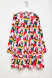 Printed Camo with Ruffle and Cutout Girl Dress Red back view