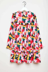 Printed Camo with Ruffle and Cutout Girl Dress Red back view