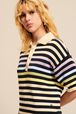 Robe polo oversize rayé multicolore femme Bleu nuit vue de détail 2