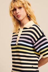 Robe polo oversize rayé multicolore femme Bleu nuit vue de détail 2