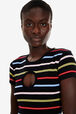 Robe courte picots rayé multicolore femme Multico raye noir vue de détail 1