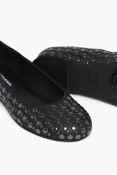 Black Leather Ballerinas With Studs Black details view 3