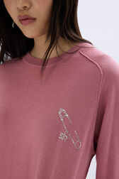 Pull à manches longues en merinos et soie Rose vue de détail 2