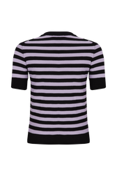 Striped Short-Sleeved Crew Neck Sweater Striped black/lilac back view