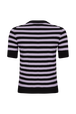 Striped Short-Sleeved Crew Neck Sweater Striped black/lilac back view