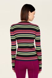 Pull rayé multicolore femme Multico raye noir vue portée de dos