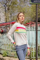 Knitted Long Sleeve Sweater White details view 3