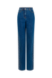 Pantalon en jean à côté en studs Bleu studs vue de face