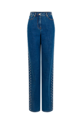 Pantalon en jean à côté en studs Bleu studs vue de face