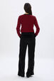 Pull rayé à col rond 1968 Raye noir/rouge vue portée de dos