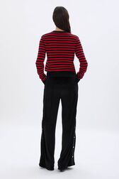 Pull rayé à col rond 1968 Raye noir/rouge vue portée de dos