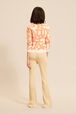 Pull coton motif graphique femme Orange vue portée de dos