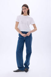 T-shirt manches courtes trompe l'oeil Blanc vue portée de face