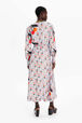 Robe longue twill motif cerise femme Baby blue vue portée de dos