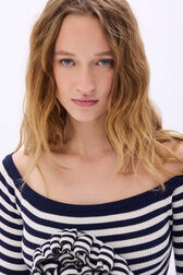 Striped floral sweater Striped white/blue details view 2