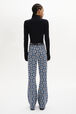 Pantalon taille haute coupe flare Bleu vue portée de dos