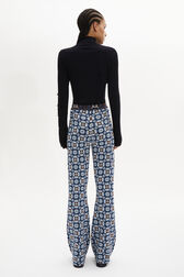 Pantalon taille haute coupe flare Bleu vue portée de dos