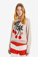 Women Cherry Print Sweater Beige details view 1